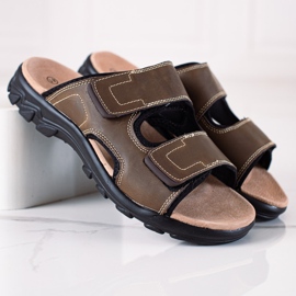 DK Kožne muške papuče smeđa 1