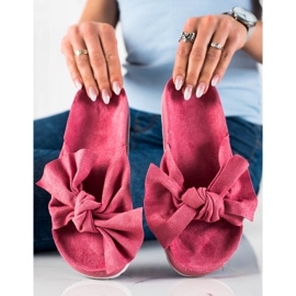 SHELOVET Moderne papuče s mašnom ružičasta 1