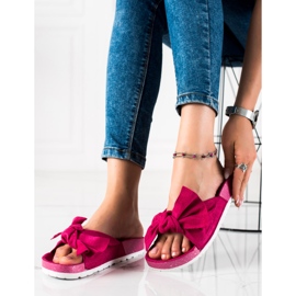 SHELOVET Modne papuče s mašnom ružičasta 2