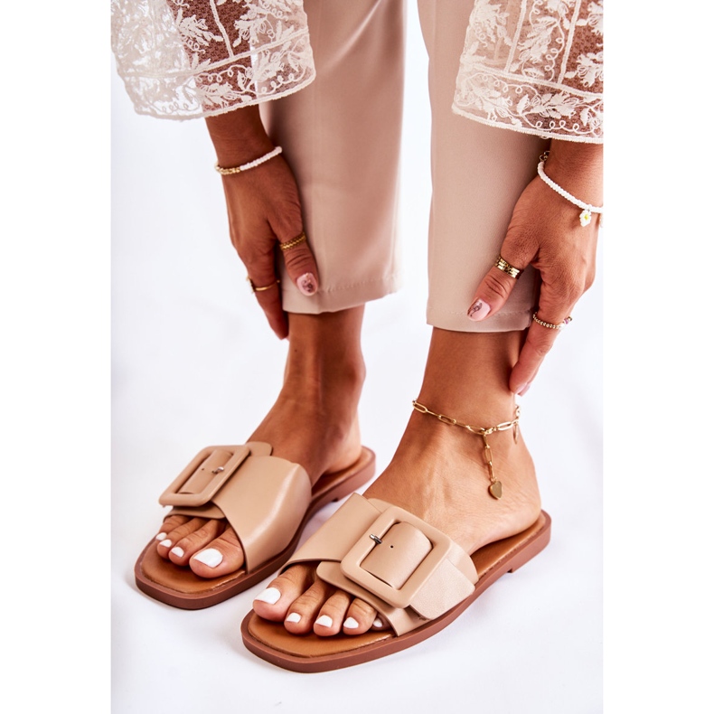 FE1 Modne ženske papuče za ljetni Cappuccino Sylvia bež 2