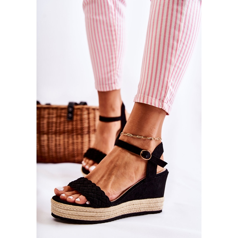 FB2 Crne Gabriela antilop sandale na klin bež crna 1