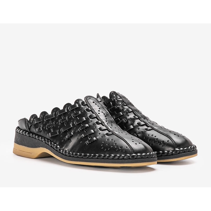 Breno crne ažurne papuče crna 1