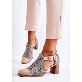 Ženske ažurne kožne čizme Maciejka 04962-04 Bež 1