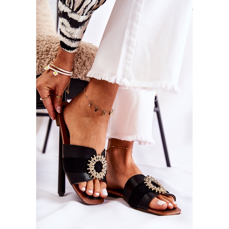 PS1 Udobne ženske papuče s crnim Ginera ornamentom crna 1