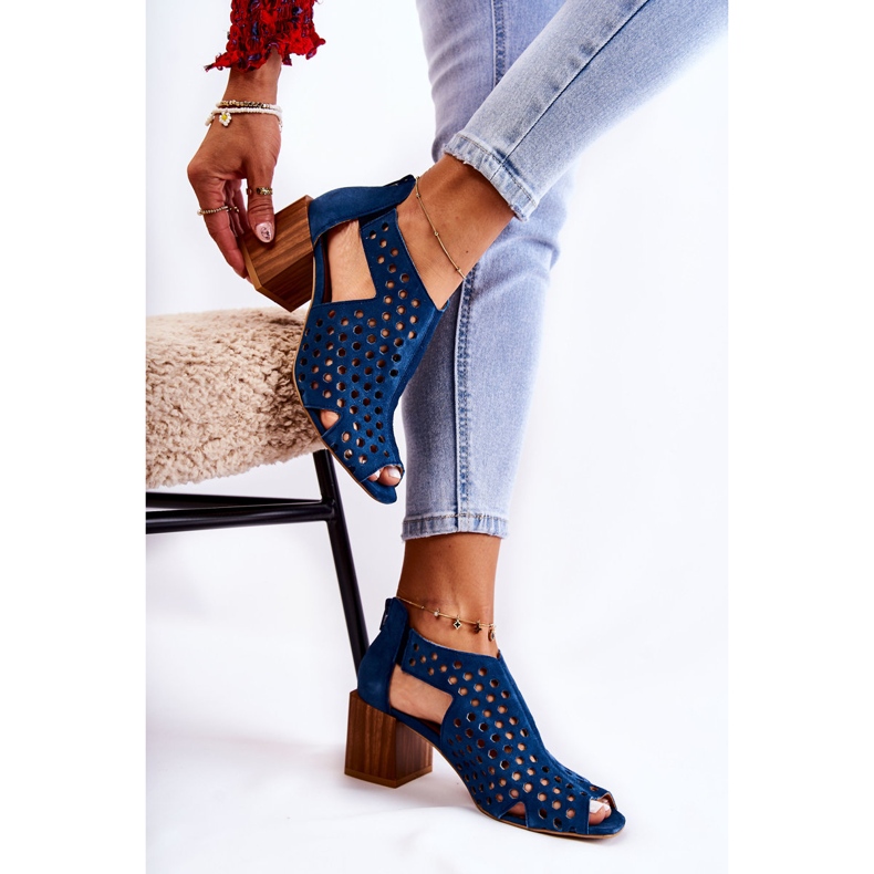 Ažurne čizme na stupu Maciejka 04593-17 Mornarsko plave mornarsko plava 1