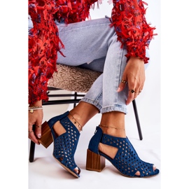 Ažurne čizme na stupu Maciejka 04593-17 Mornarsko plave tamnoplava 2