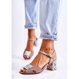 Kožne sandale na visoku petu Maciejka 04120-10 Bež 1