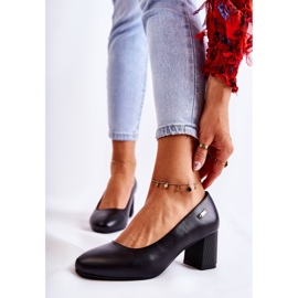 Kožne pumpice na šanku Sergio Leone PB178 crne crno 1