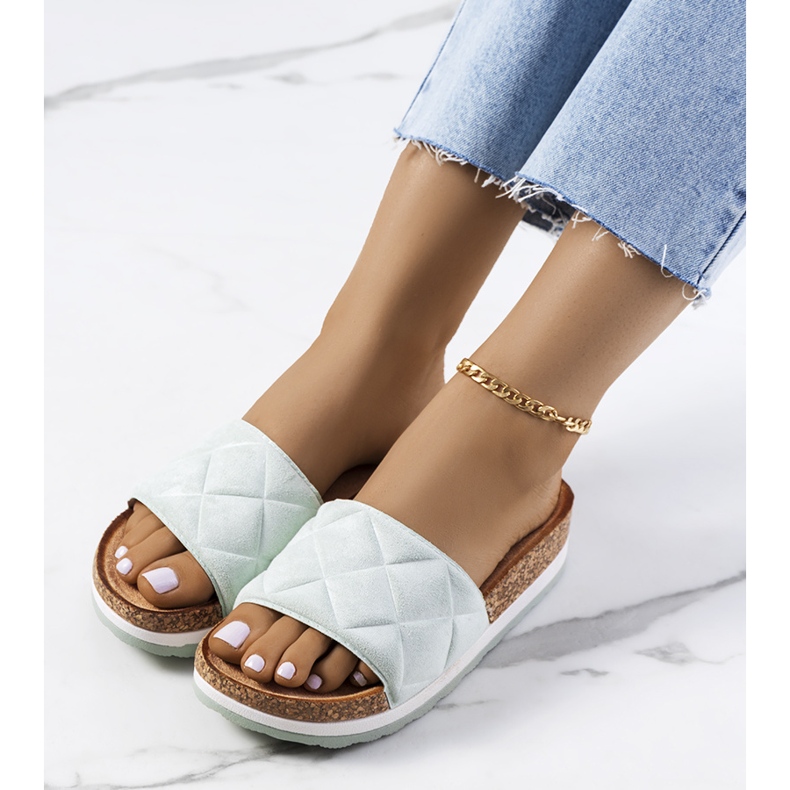 Zelene sandale na potplatu od pluta Galts zelena 1