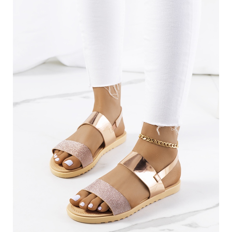 Laval ženske roze sandale raznobojna ružičasta zlatna 1