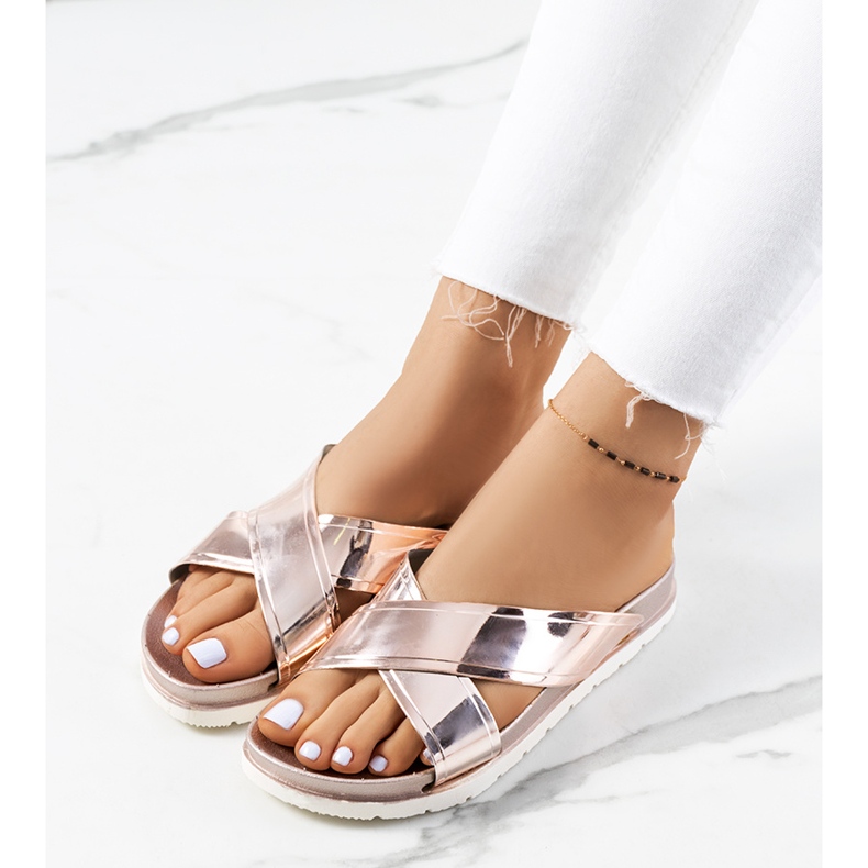 Zlatne ženske papuče Nicolay ružičasta zlatni 1