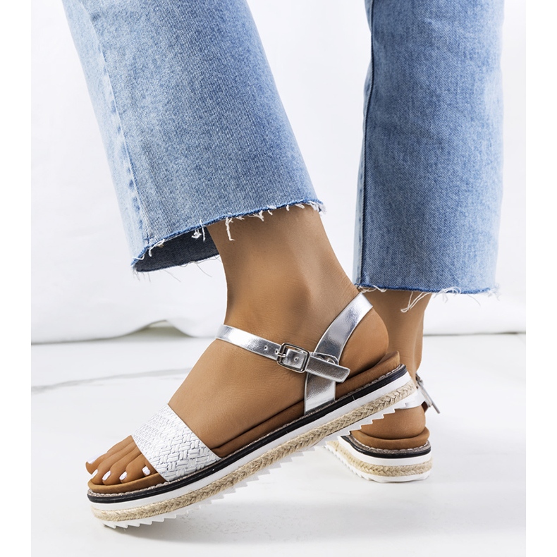 Srebrne sandale na ukrašenoj Acton platformi srebro 1