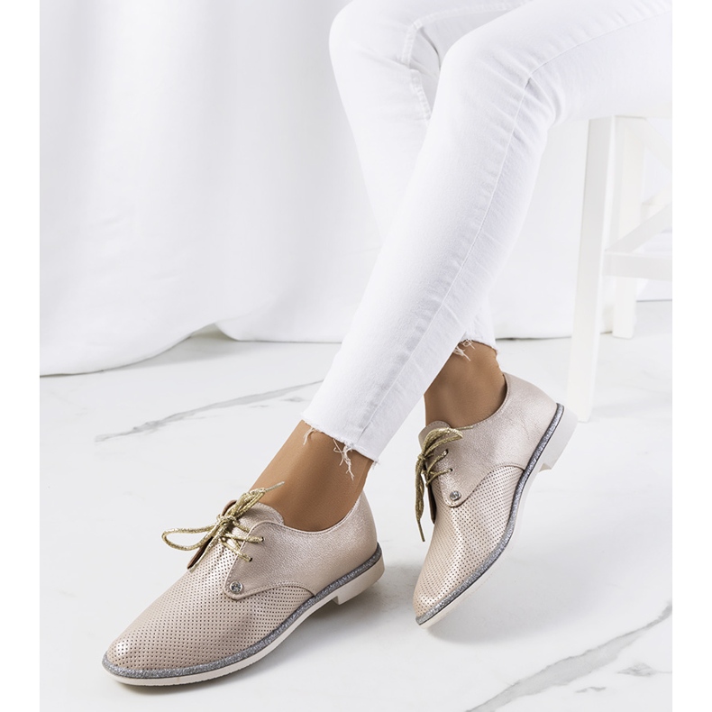 Grand Street sjajne zlatne cipele na vezanje zlatni 1