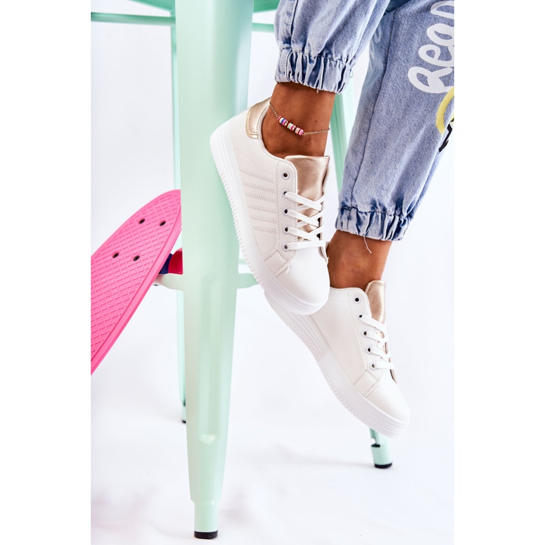 FK2 Ženske bijele sportske cipele Samanta bijela zlatni 1