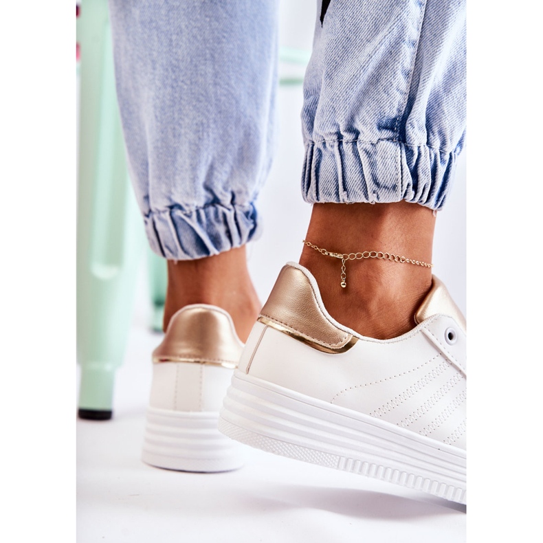 FK2 Ženske bijele sportske cipele Samanta bijela zlatna 2