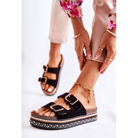 FE1 Ženske papuče s kopčom Black Melissa crna 1