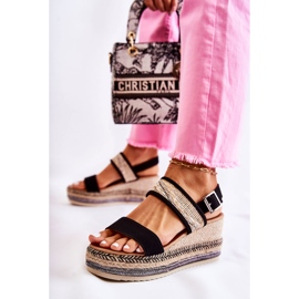 FE1 Crne antilop sandale na klin Annabel bež crno 2