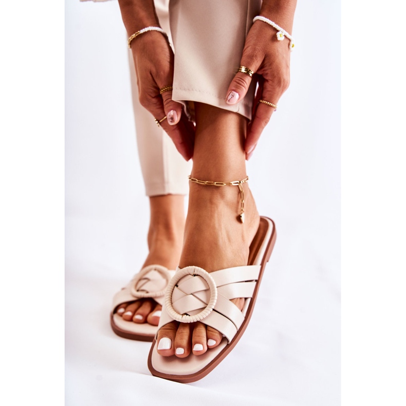 FE1 Modne ženske bež papuče Sansa 1