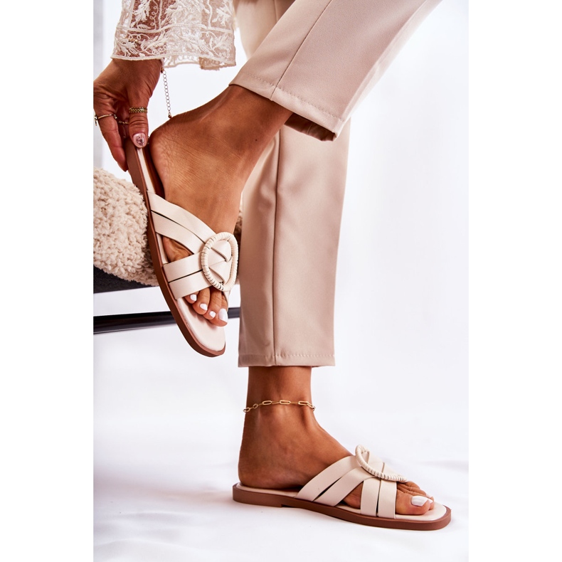 FE1 Modne ženske bež papuče Sansa 2