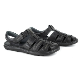 Olivier Muške kožne ljetne sandale 230MA crne crno 2