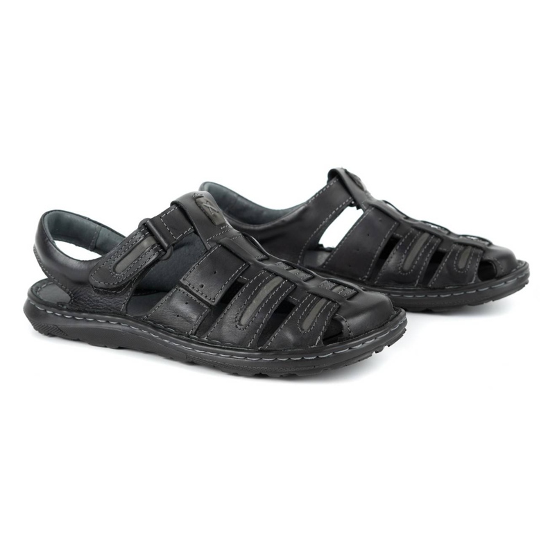 Olivier Muške kožne ljetne sandale 230MA crne crna 2
