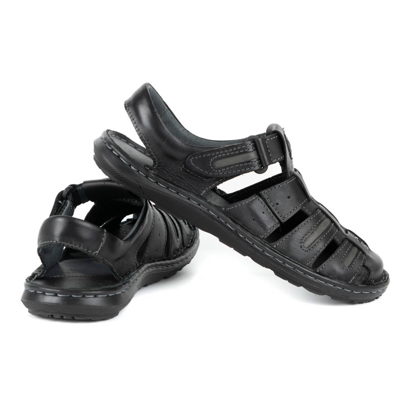 Olivier Muške kožne ljetne sandale 230MA crne crno 3