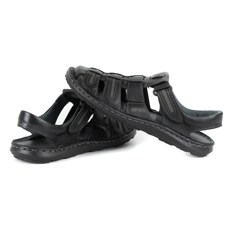 Olivier Muške kožne ljetne sandale 230MA crne crno 4