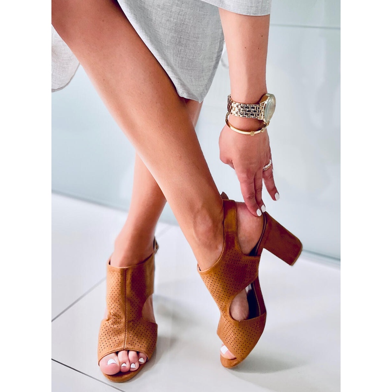 Stacy Camel otvorene sandale na visoku petu smeđa 1