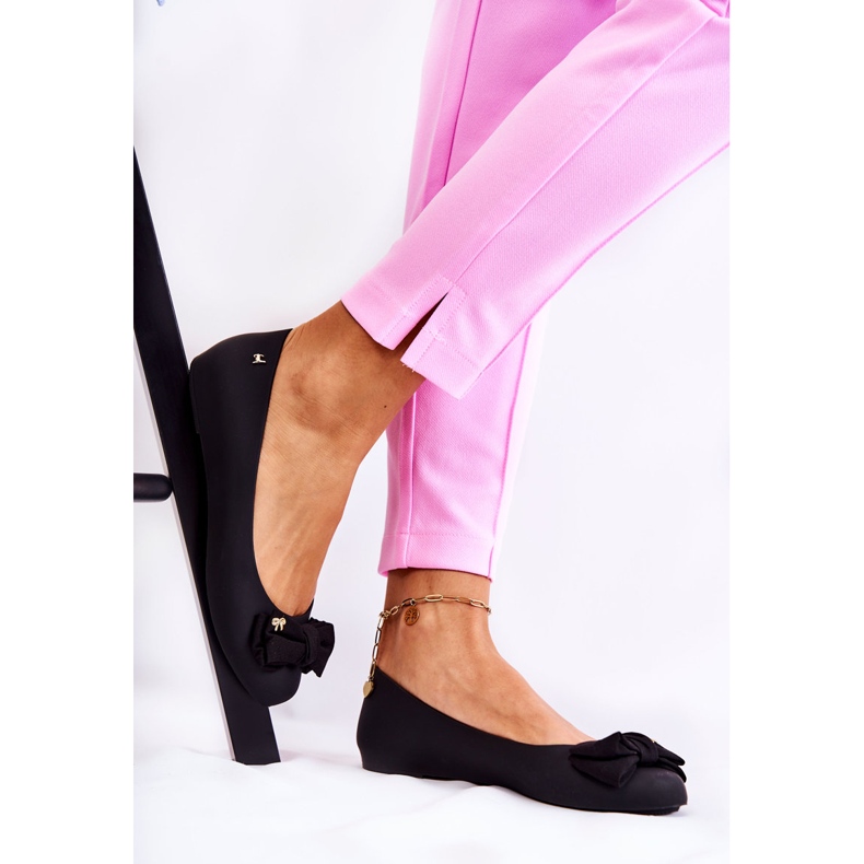 PH1 Ženske gumene balerinke s mašnom Black Fergie crna 1