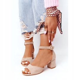 Suede Sandale na visoku petu Vinceza 21-20100 Bež 1