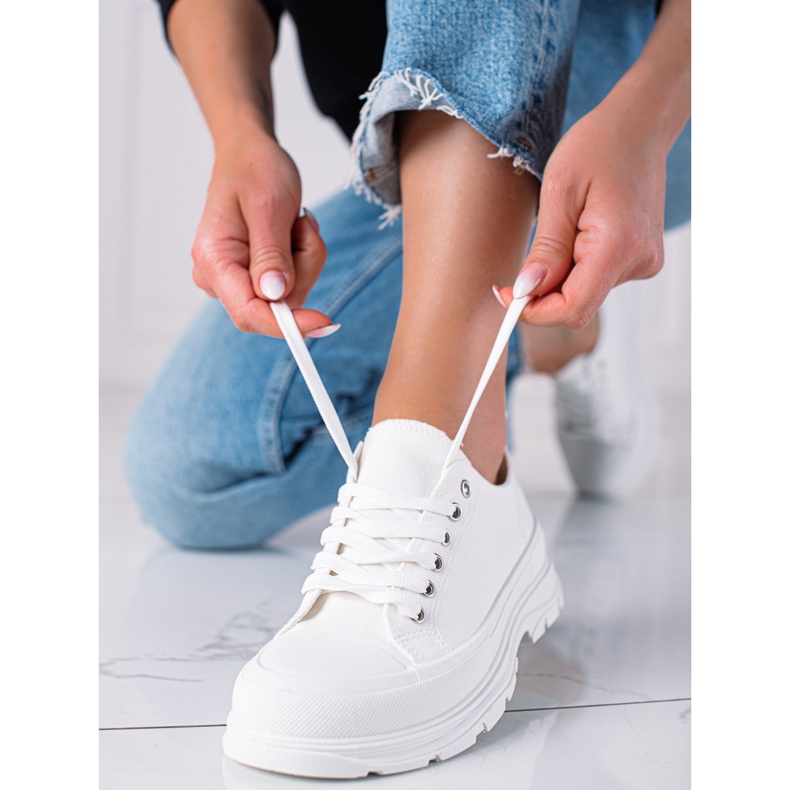 SHELOVET Bijele tenisice na platformi bijela 1