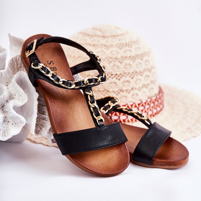 S.Barski Dječje sandale s kopčom Black Letto crno 1