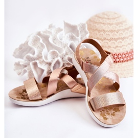 S.Barski Dječje sandale s čičakom od ružičastog zlata Alise zlatni zlatni 2