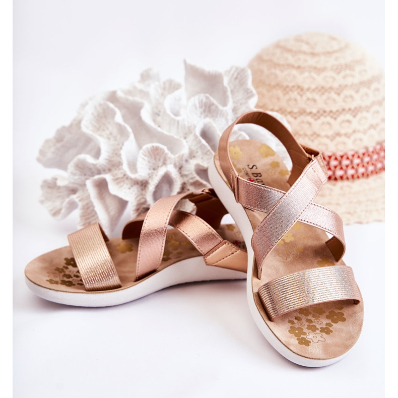 S.Barski Dječje sandale s čičakom od ružičastog zlata Alise zlatni zlatni 2