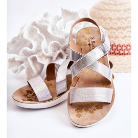 S.Barski Dječje sandale s čičak srebrnim Alise srebro srebro 2