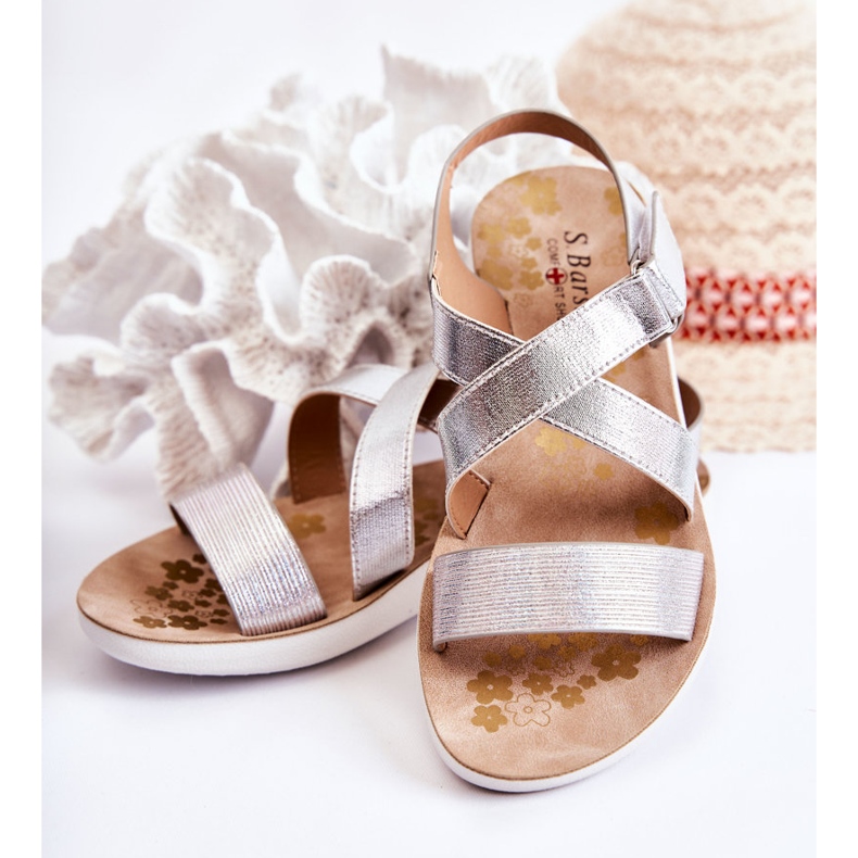 S.Barski Dječje sandale s čičak srebrnim Alise srebro srebro 2