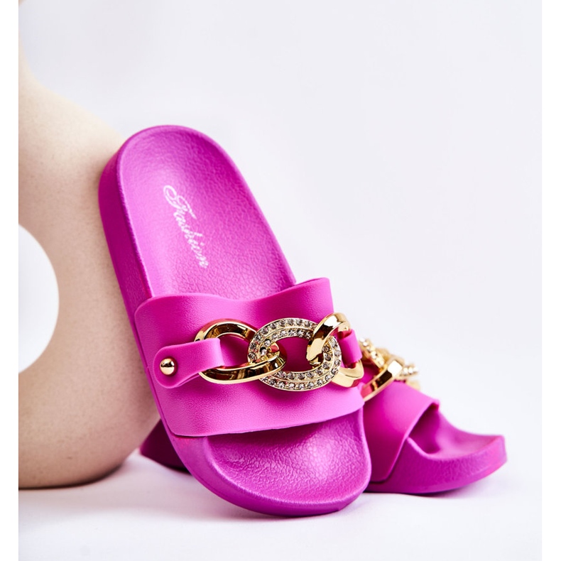 FK1 Dječje gumene papuče s ukrasnim lančićem Fuchsia Suzie ružičasta 1