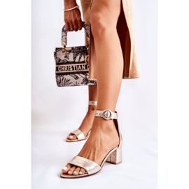 Kožne sandale na visoku petu Maciejka 04141-42 Zlatne zlatni 1