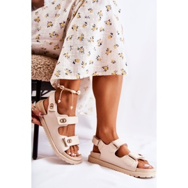 S.Barski Ženske kožne sandale s bež dekoracijom Halis 2