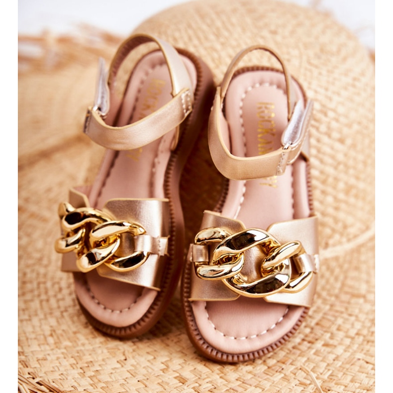 FR1 Dječje sandale sa zlatnim Layra čičkom ['zlatni'] 2