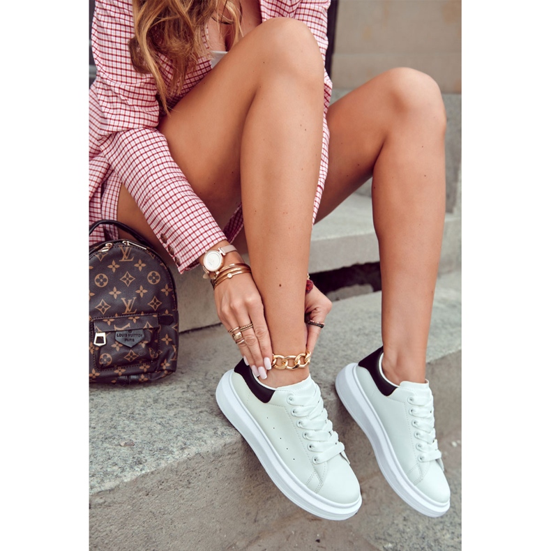 FS3 Ženske sportske cipele na platformi crno-bijele Eliso bijela crna 2