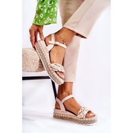 PS1 Ženske sandale na klin bež Chaves zlatna 2