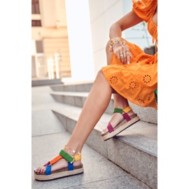 FB1 Ženske sandale za ljeto višebojna Galia plava narančasta zelena žuta boja 1