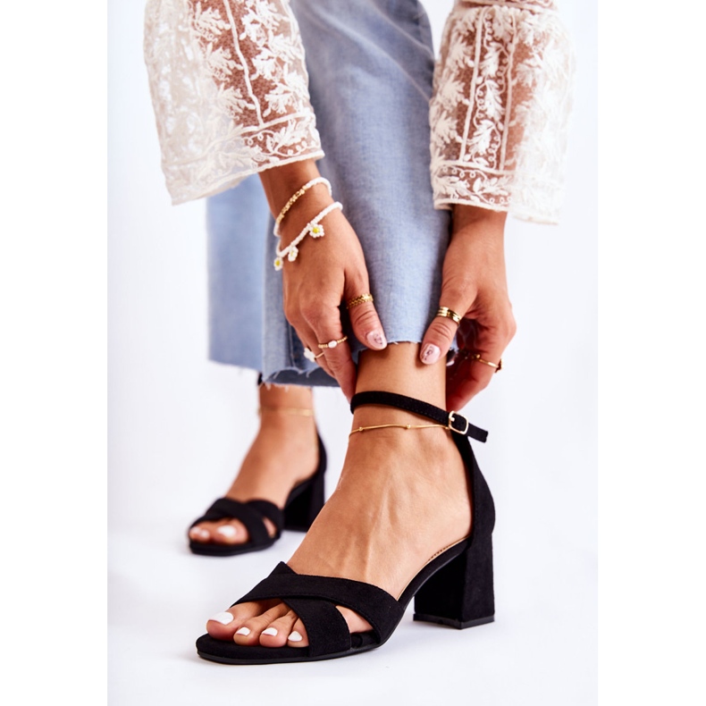 PS1 Klasične ženske sandale na petu crni ester crna 1