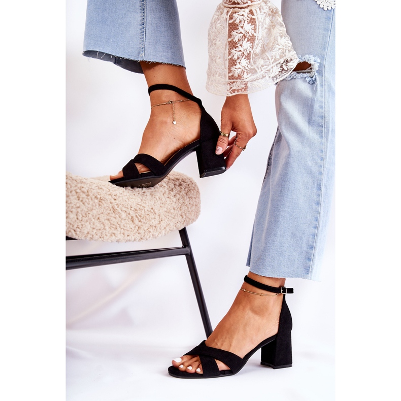 PS1 Klasične ženske sandale na petu crni ester crno 2
