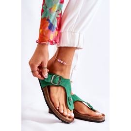 FB1 Ženske papuče s kopčom Zelena Elina 2