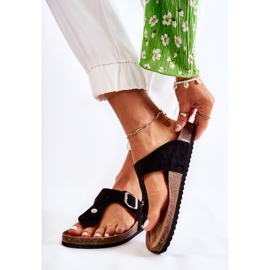 FB1 Ženske papuče s kopčom crne Elina crno 2