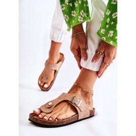 FB1 Ženske papuče s kopčom Bež Elina 2