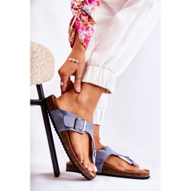 FB1 Ženske papuče s kopčom Plava Elina 1