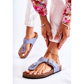 FB1 Ženske papuče s kopčom Plava Elina 2